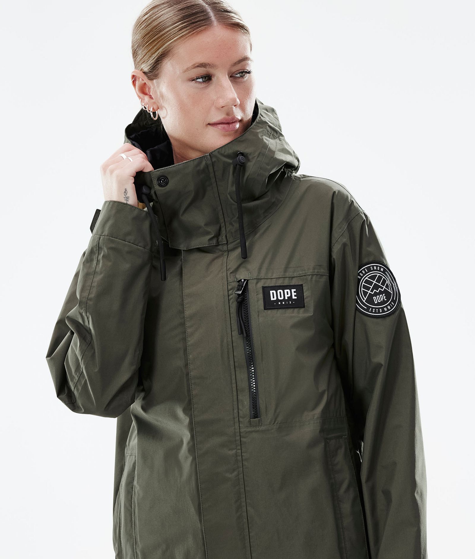Dope Blizzard Light W Full Zip Ulkoilutakki Naiset Olive Green, Kuva 2 / 10