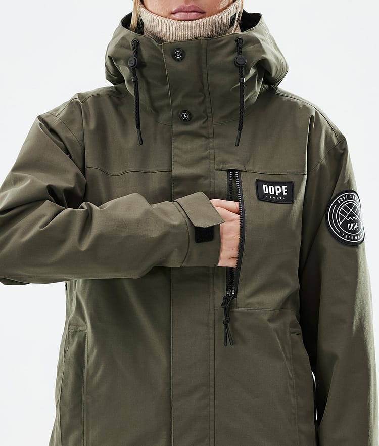 Dope Blizzard W Full Zip Laskettelutakki Naiset Olive Green, Kuva 9 / 10