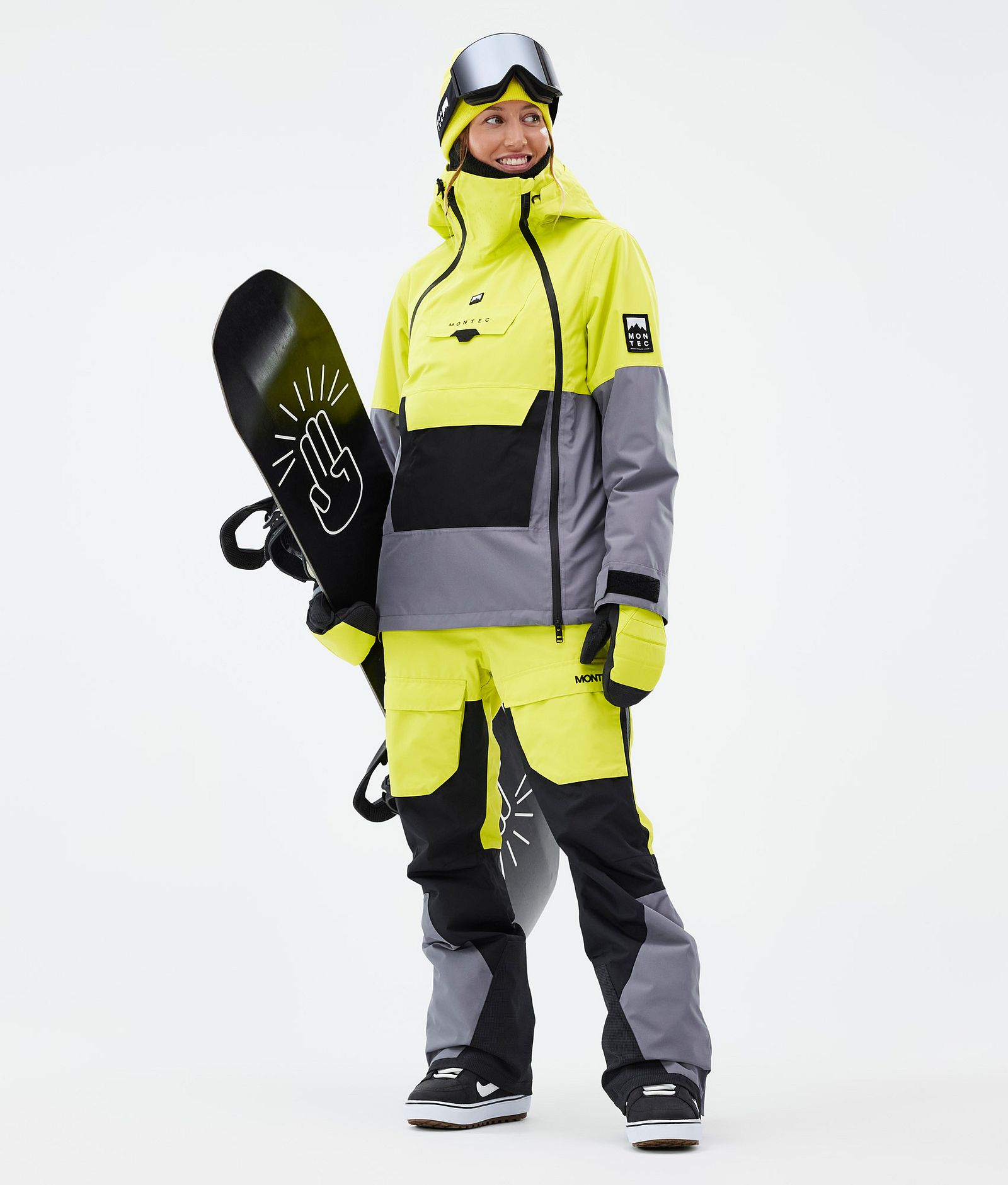 Montec Doom W Lumilautailutakki Naiset Bright Yellow/Black/Light Pearl, Kuva 3 / 11