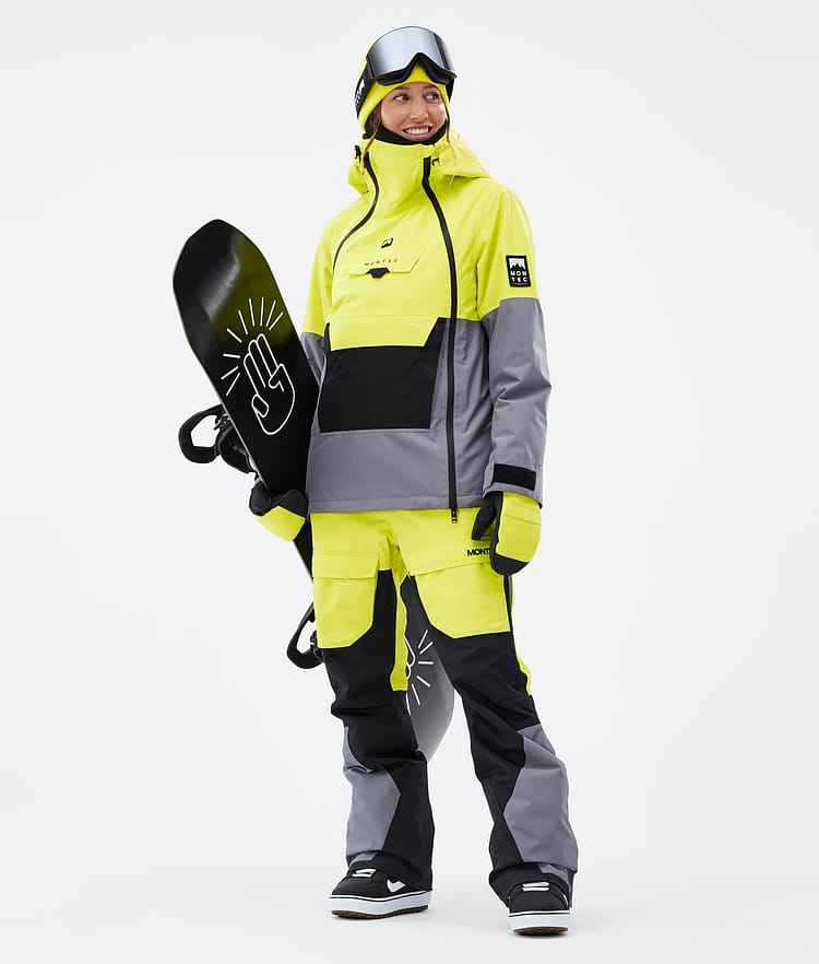 Montec Doom W Lumilautailutakki Naiset Bright Yellow/Black/Light Pearl, Kuva 3 / 11