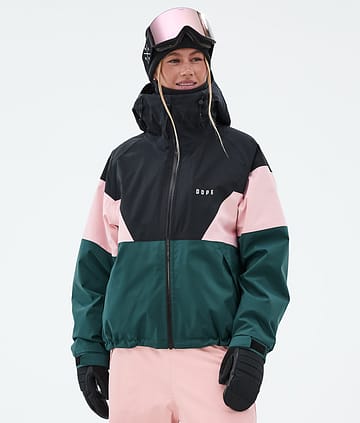 Dope Spartan W Lumilautailutakki Naiset Sport Black/Soft Pink/Bottle Green