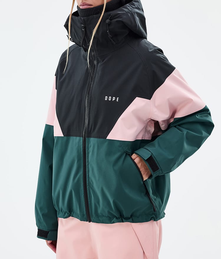 Dope Spartan W Laskettelutakki Naiset Sport Black/Soft Pink/Bottle Green, Kuva 7 / 8