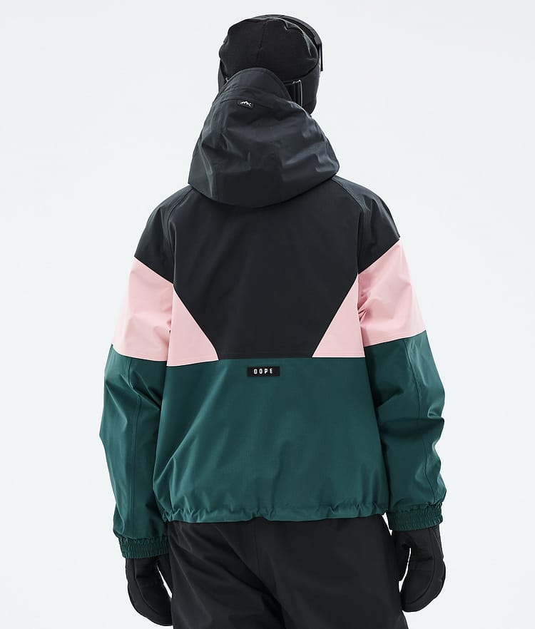 Dope Spartan W Laskettelutakki Naiset Sport Black/Soft Pink/Bottle Green, Kuva 6 / 8