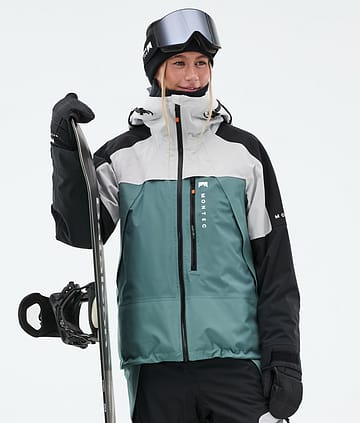 Montec Oracle W Lumilautailutakki Naiset Light Grey/Black/Atlantic