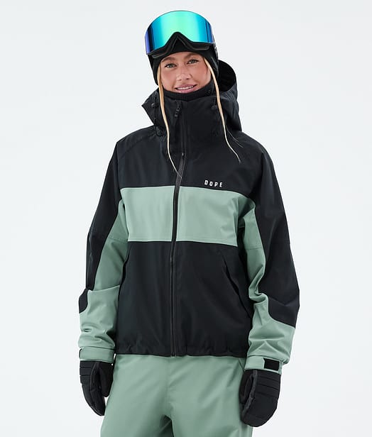 Dope Spartan W Lumilautailutakki Naiset Stripe Black/Faded Green
