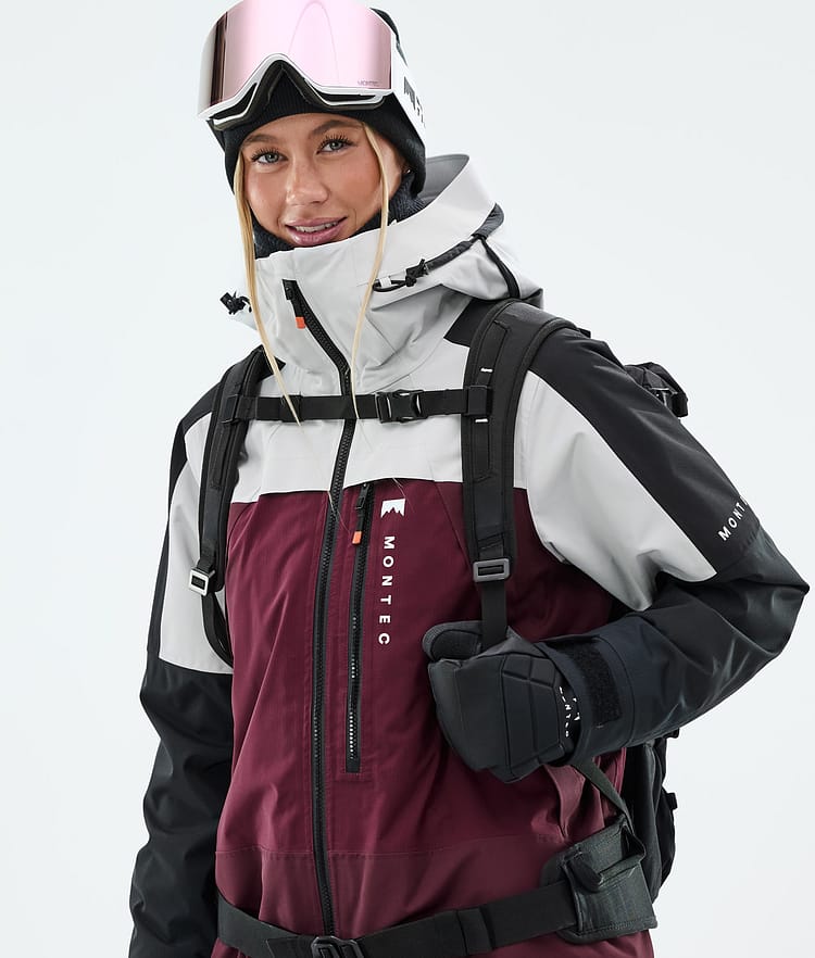 Montec Oracle W Lumilautailutakki Naiset Light Grey/Black/Burgundy, Kuva 2 / 10