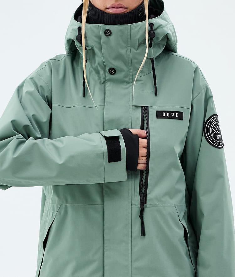 Dope Blizzard W Full Zip Lumilautailutakki Naiset Faded Green, Image 8 of 9