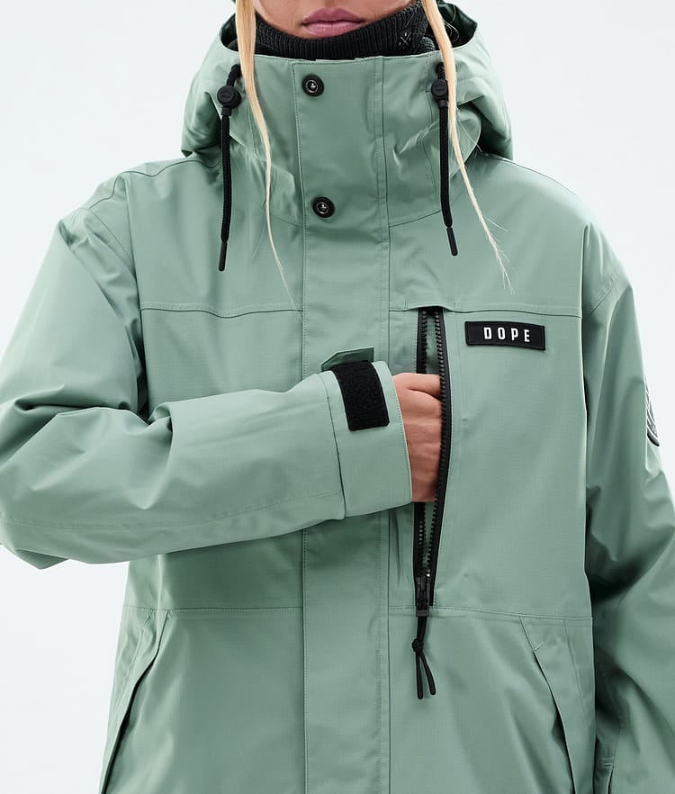 Dope Blizzard W Full Zip Lumilautailutakki Naiset Faded Green, Kuva 8 / 9