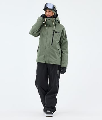 Dope Blizzard W Full Zip Lumilautailu Outfit Moss Green/Black