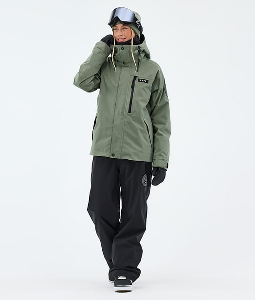 Dope Blizzard W Full Zip Lumilautailu Outfit Moss Green/Black