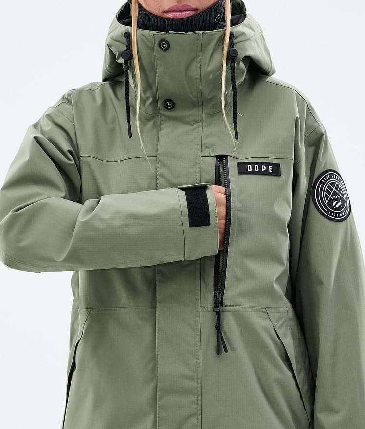 Dope Blizzard W Full Zip Lumilautailutakki Naiset Moss Green, Kuva 8 / 9