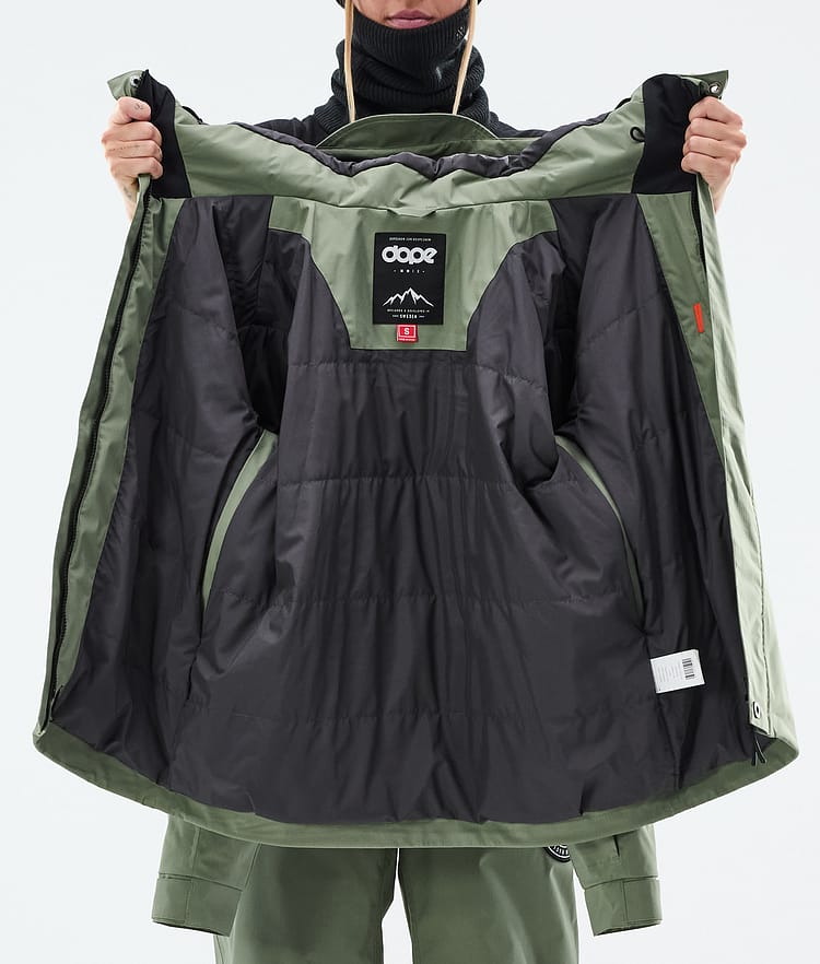 Dope Blizzard W Full Zip Lumilautailutakki Naiset Moss Green, Kuva 9 / 9