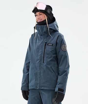 Dope Blizzard W Full Zip Lumilautailutakki Naiset Metal Blue