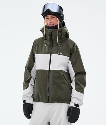 Dope Spartan W Lumilautailutakki Naiset Stripe Olive Green/Light Grey