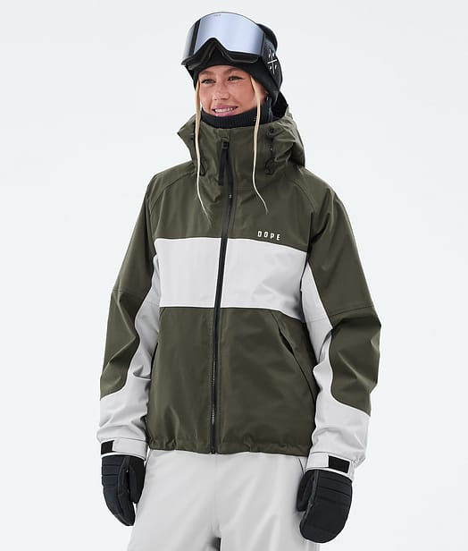 Dope Spartan W Lumilautailutakki Naiset Stripe Olive Green/Light Grey