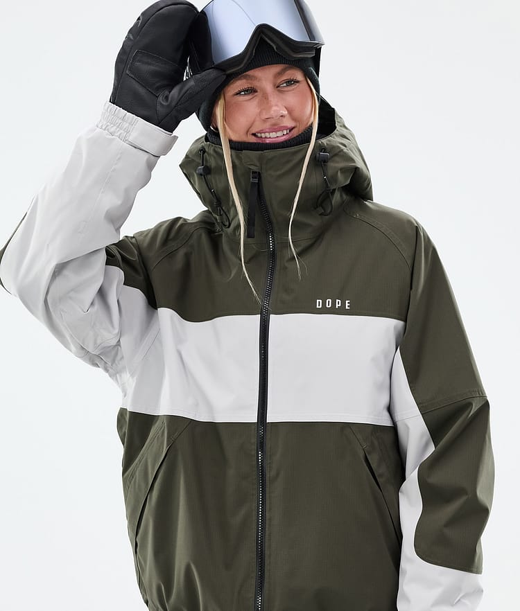 Dope Spartan W Lumilautailutakki Naiset Stripe Olive Green/Light Grey, Kuva 2 / 9
