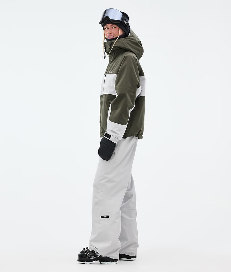 Dope Spartan W Laskettelutakki Naiset Stripe Olive Green/Light Grey, Kuva 4 / 9