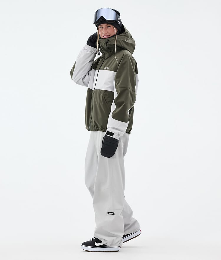 Dope Spartan W Lumilautailutakki Naiset Stripe Olive Green/Light Grey, Kuva 4 / 9