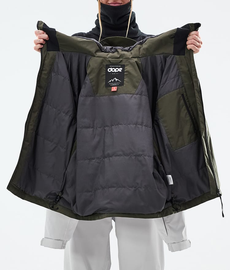 Dope Spartan W Laskettelutakki Naiset Stripe Olive Green/Light Grey, Kuva 9 / 9