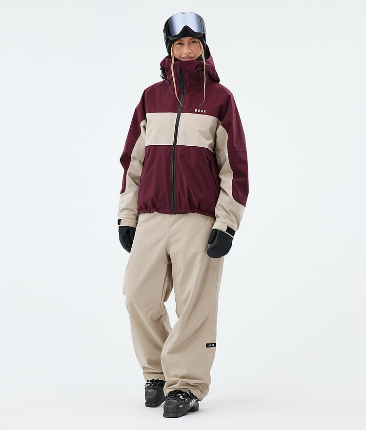 Dope Spartan W Laskettelutakki Naiset Stripe Burgundy/Sand, Image 2 of 8