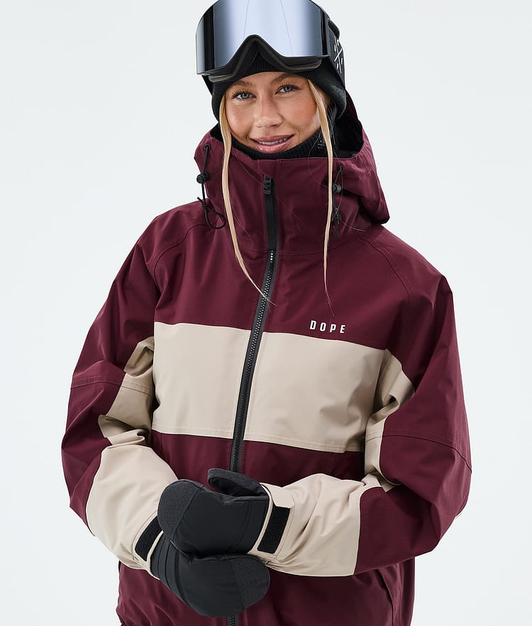 Dope Spartan W Laskettelutakki Naiset Stripe Burgundy/Sand, Image 4 of 8