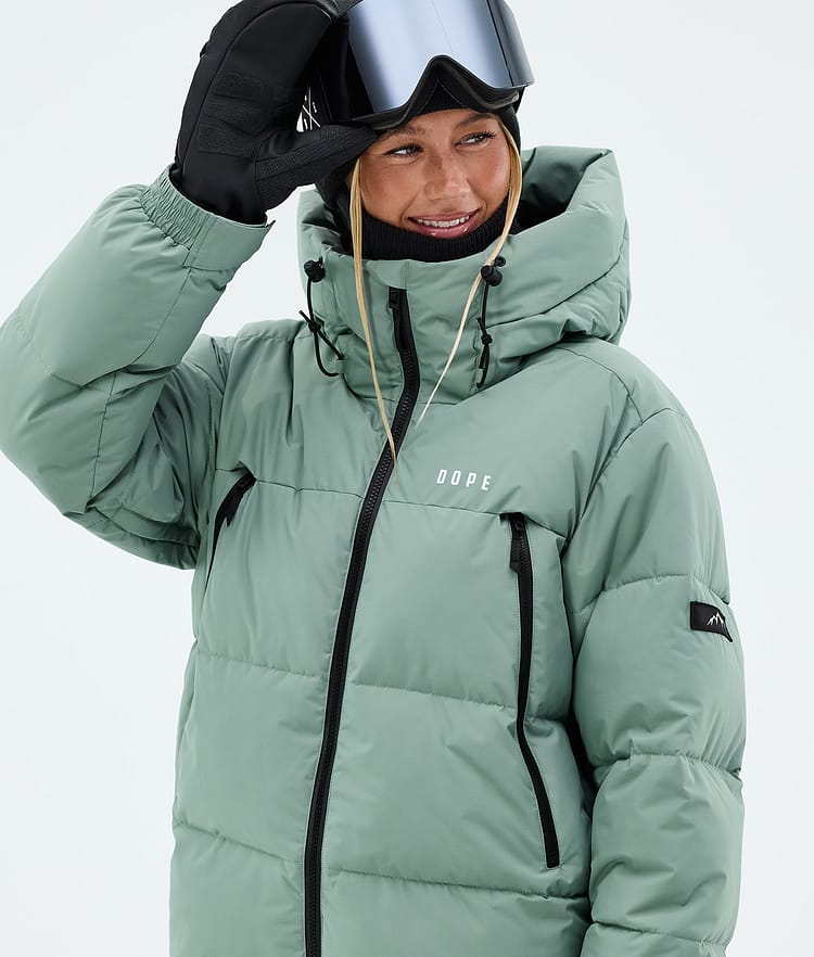Dope Puffer W Full Zip Laskettelutakki Naiset Faded Green, Kuva 4 / 8